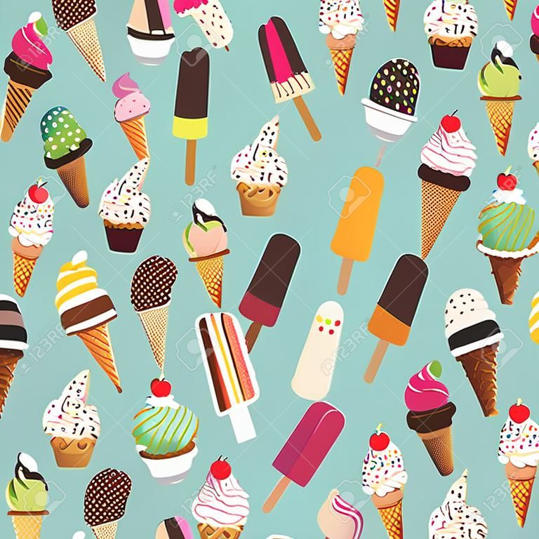Padrão com sorvete colorido bonito. Para têxteis, cartões, decorações, papel de parede