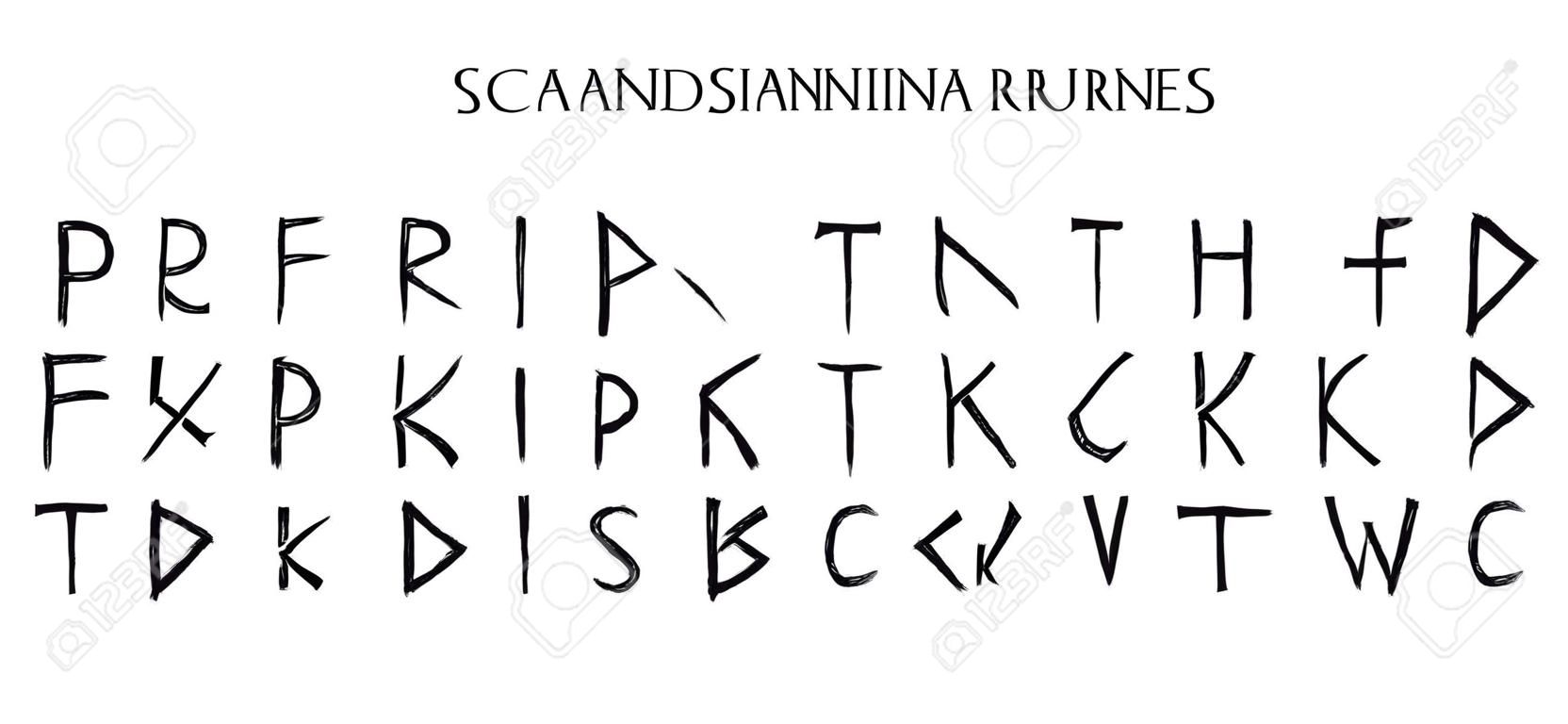 Magic Scandinavian Runes. Old Futhark. vector hand drawn