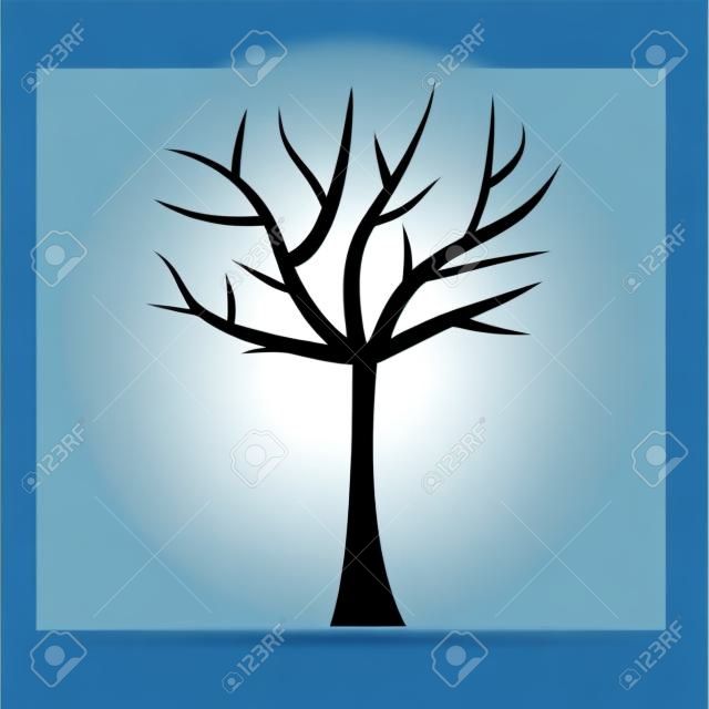 Tree trunk silhouette. Tree branch. Plant clip art.  Isolated. White background. Flat design. Vector illustration