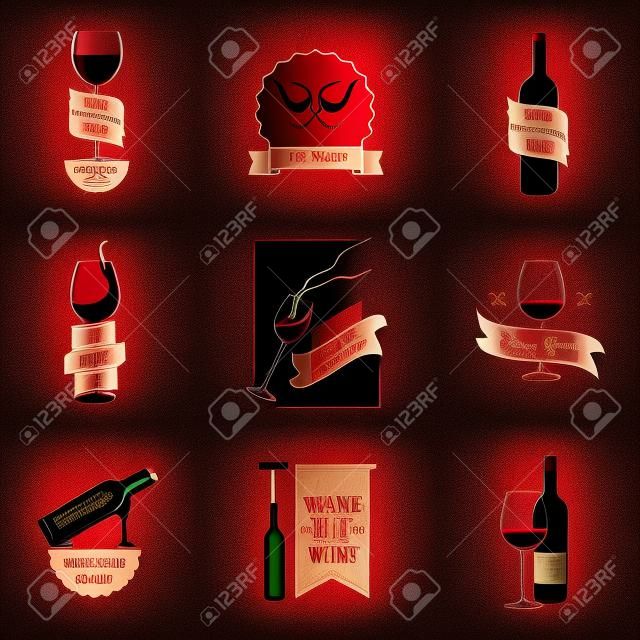 葡萄酒的标志或海报概念集