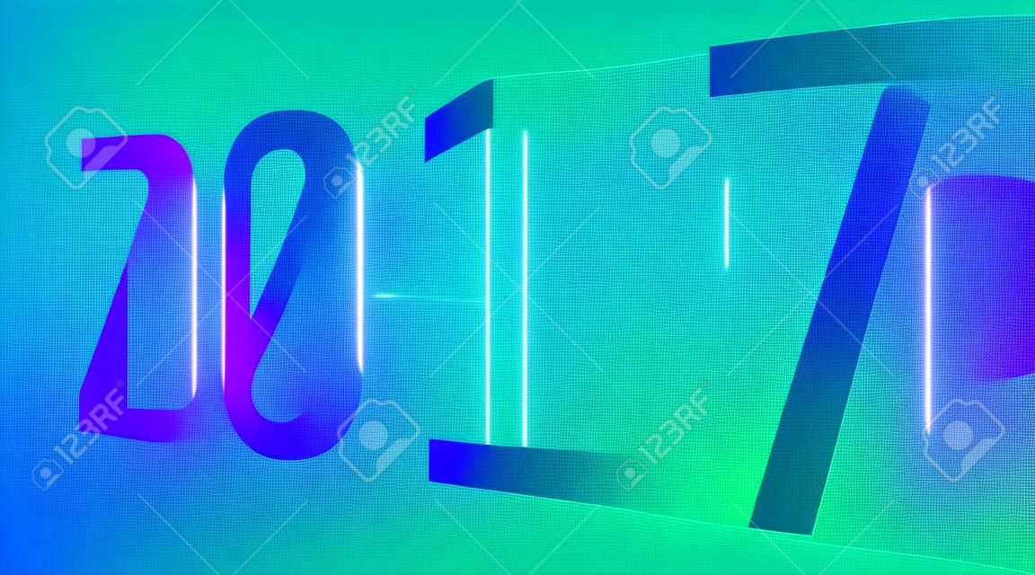2017, de matrix, de achtergrond bestaande uit symbolen, letters en cijfers vormt de abstracte tekst 2017 in de matrix stijl, illustratie voor print of website ontwerp
