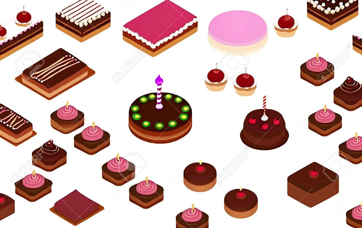 Holiday isometric 3D icon of cakes