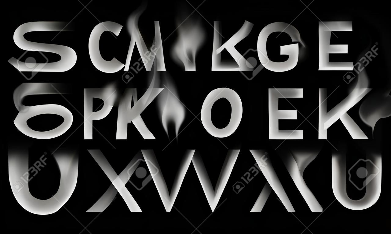 煙字體集合。霧和雲字體。燃氣字體。黑煙信。