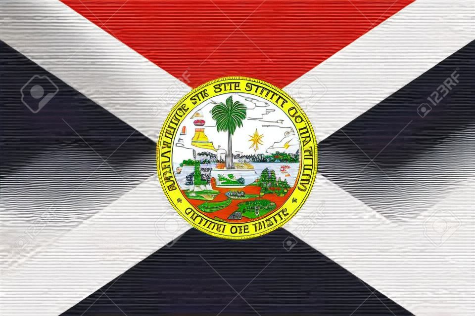 Florida FL State Flag. America. Black and white Vector File.