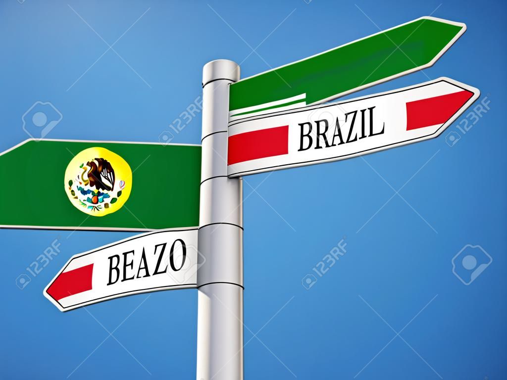 Alta Resolución Brasil México flags Regístrate Concept