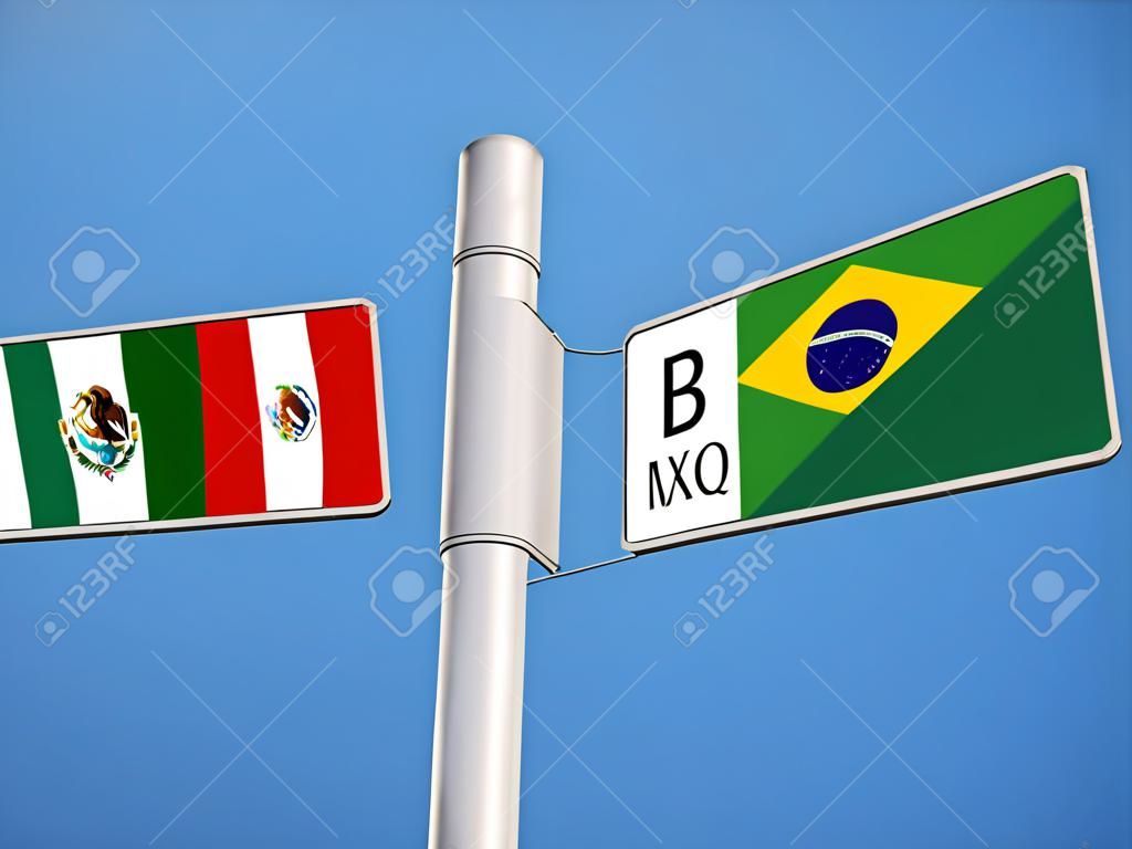 Alta Resolución Brasil México flags Regístrate Concept