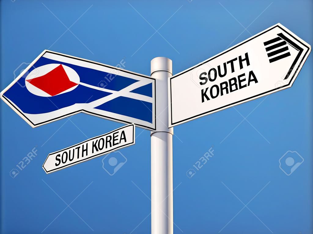 South Korea North Korea High Resolution Countries Sign Concept