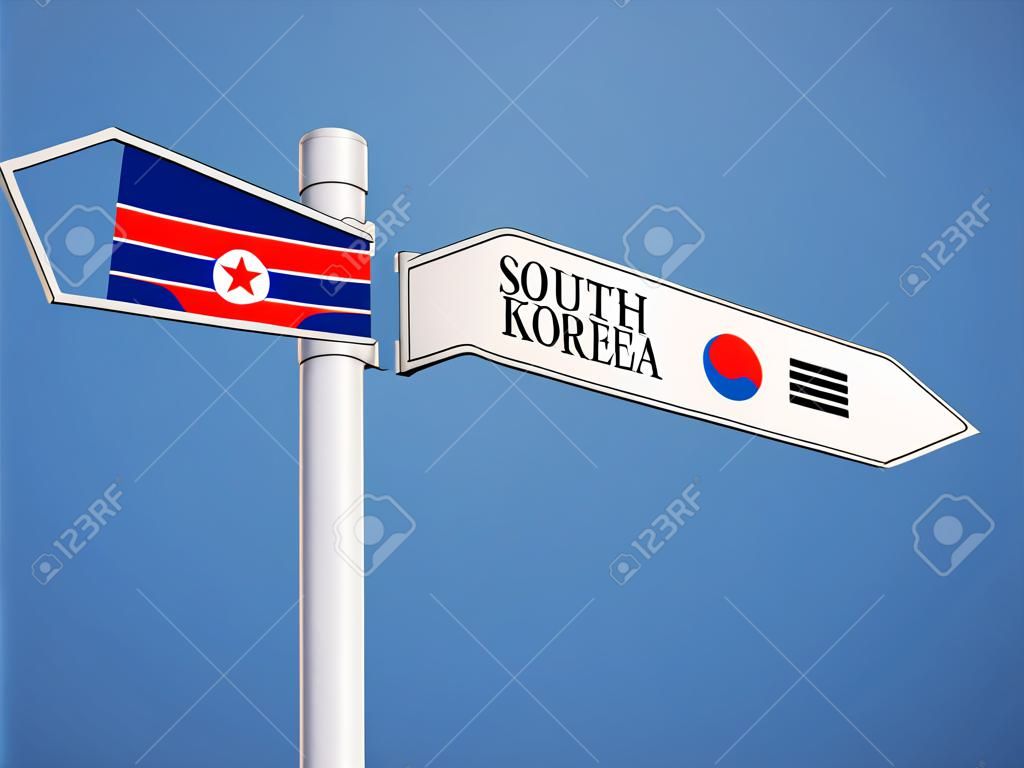 Corea del Sud Corea del Nord Paesi ad alta risoluzione Sign Concetto