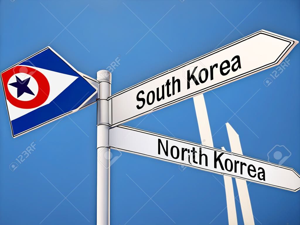 South Korea North Korea High Resolution Countries Sign Concept
