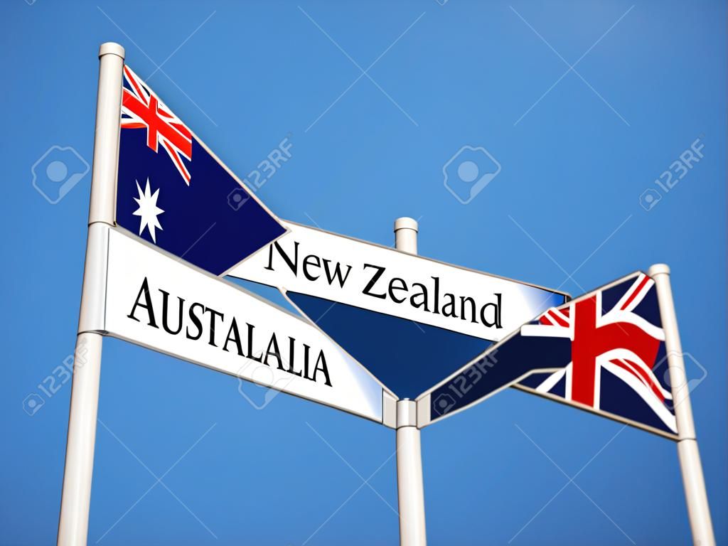 Australia Alta Resolución de Nueva Zelanda flags Regístrate Concept