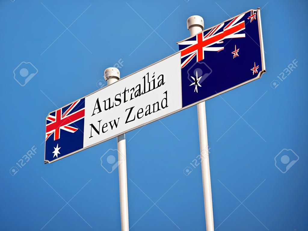 Australia New Zealand High Resolution Sign Flags Concept