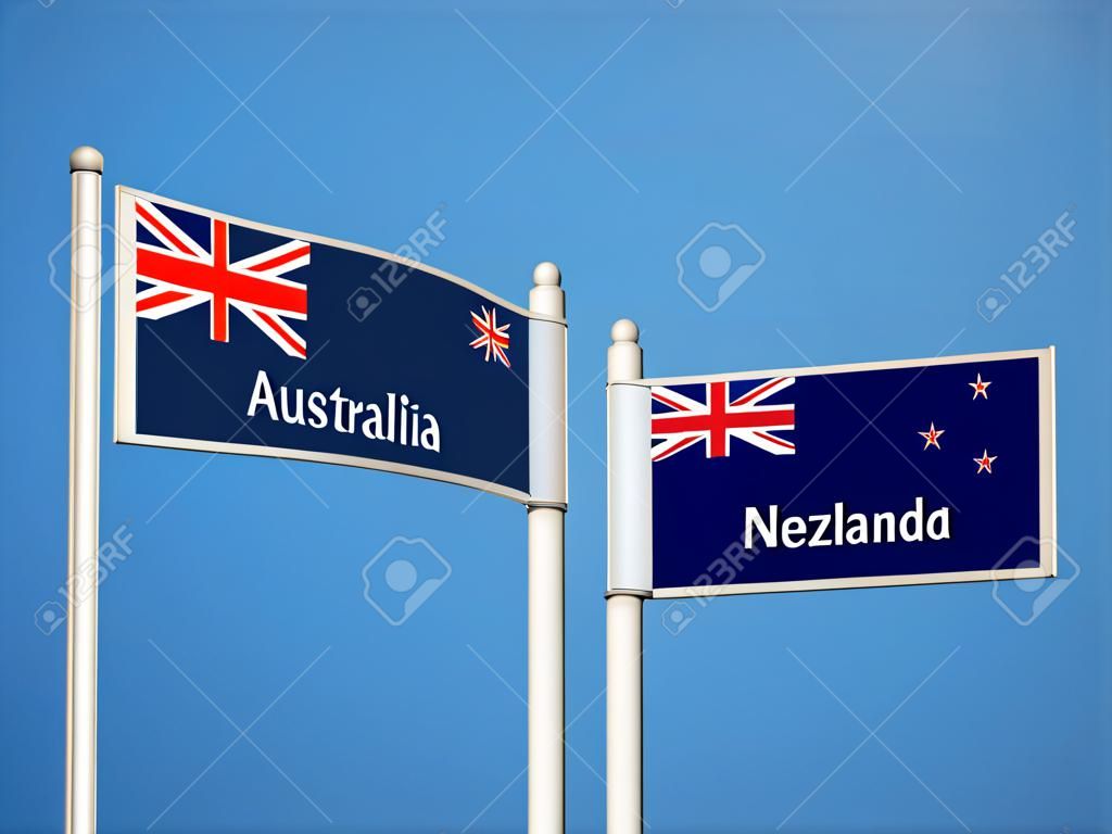Australia Nuova Zelanda High Resolution Sign Flags Concetto