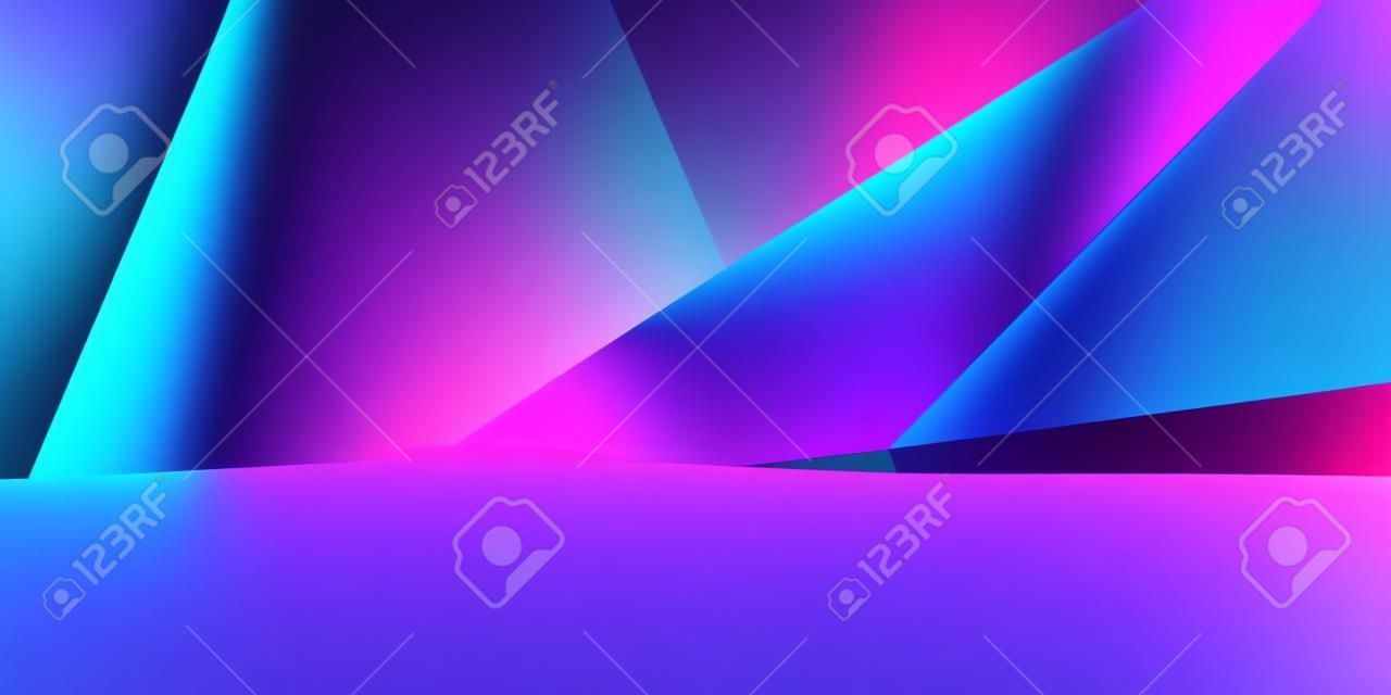 3d weergave van paarse en blauwe abstracte geometrische achtergrond. Cyberpunk concept. Scene voor reclame, technologie, showcase, banner, cosmetische, mode, business. Sci-Fi Illustratie. Product display