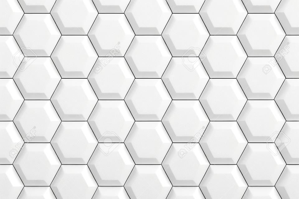 Minimalistyczne białe tło. zaawansowana technologia sześciokąty 3d. naukowo-technologiczne trójwymiarowe sześciokątne bloki światła koncepcyjne tapety. tech jasne puste subtelne teksturowane tło