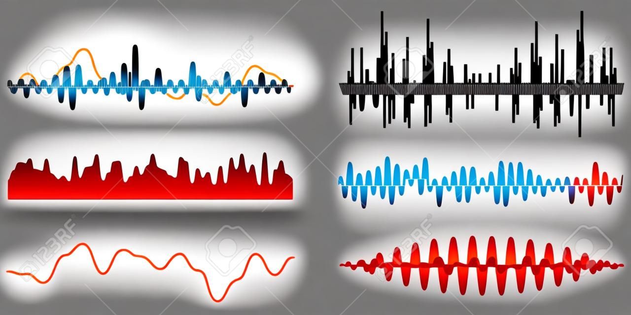 Audio Music Sound Wave, Vector Set
