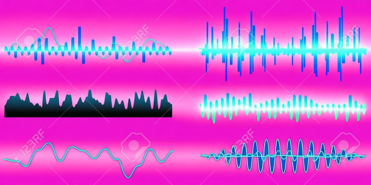 Audio Music Sound Wave, Vector Set