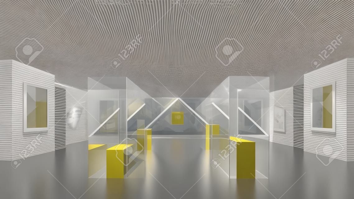 museum exhibition hall ,3d concept