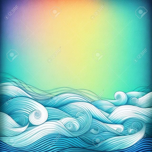 Abstract hand-drawn pattern, waves background
