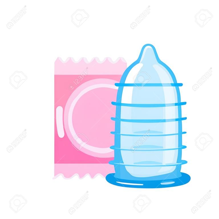 Condom vector illustration.Condom packaging. Flat style.