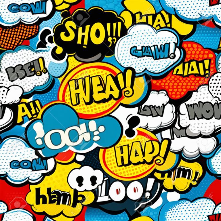 Multicolored comics speech bubbles seamless pattern