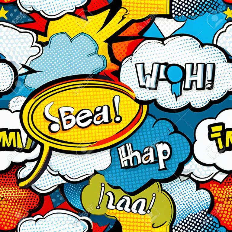 Multicolored comics speech bubbles seamless pattern