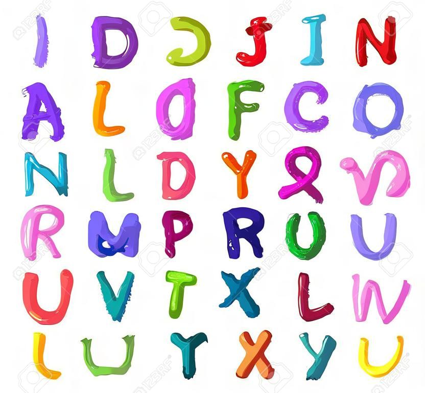 Coloridos mano dibuja letras pequeñas vector