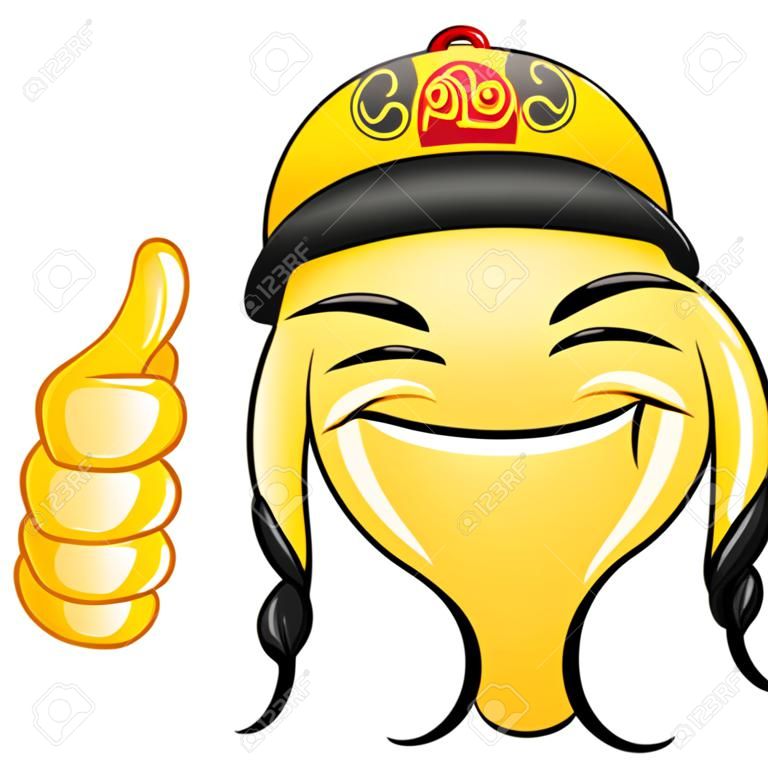 Emoticon chinês com polegar para cima