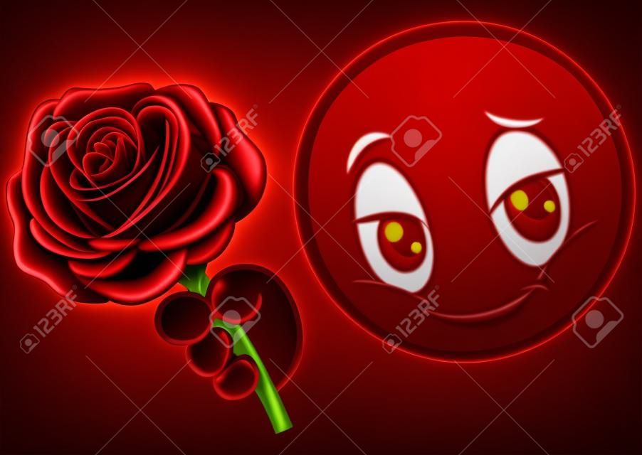 Emoticon giving a red rose
