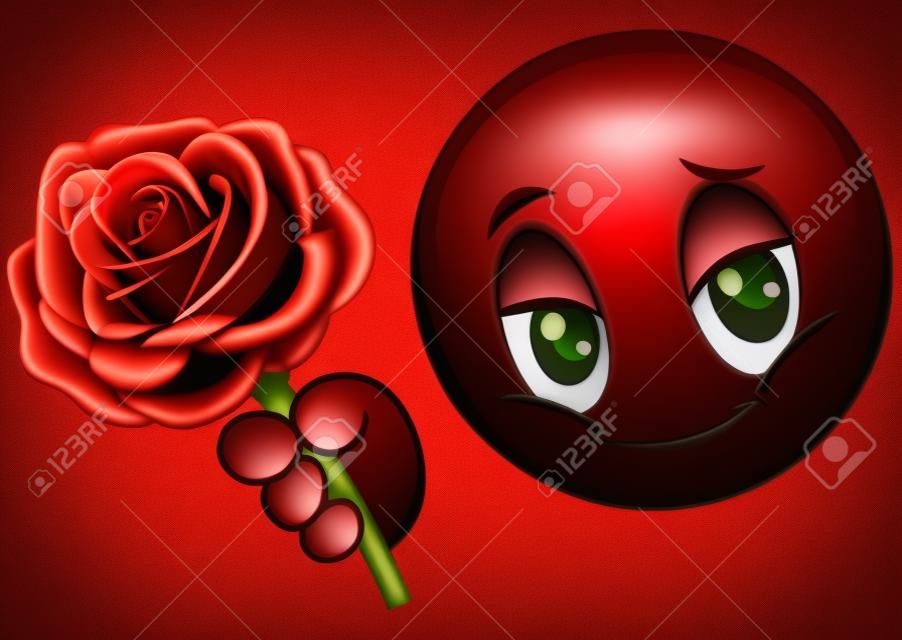 Emoticon giving a red rose