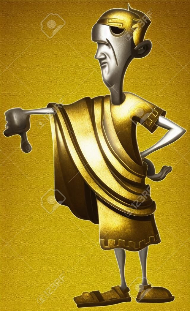 Imperador romano mostrando polegar para baixo