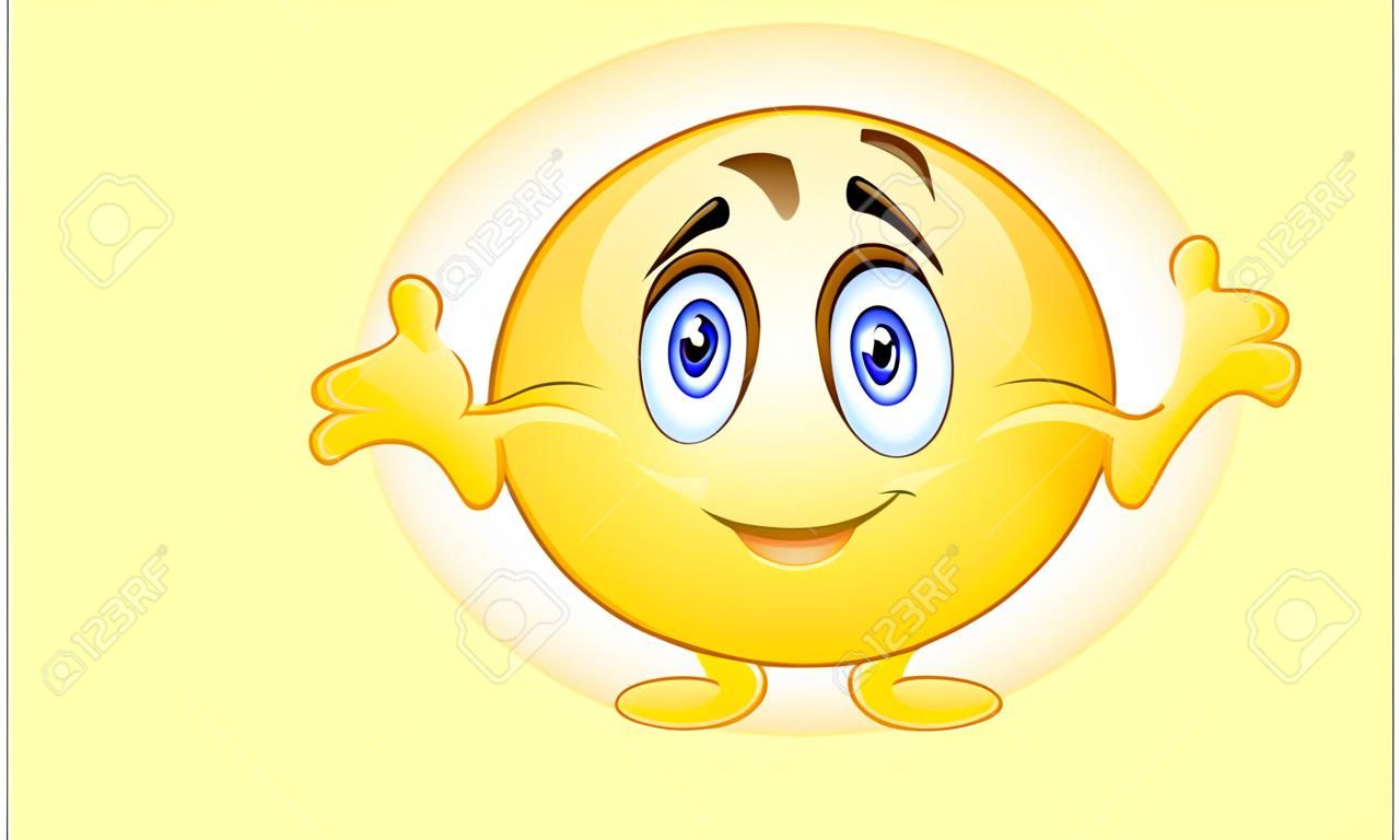 Puzzled emoticon with shrugs shoulders expressing luck of knowledge. Donâ��t know gesture.