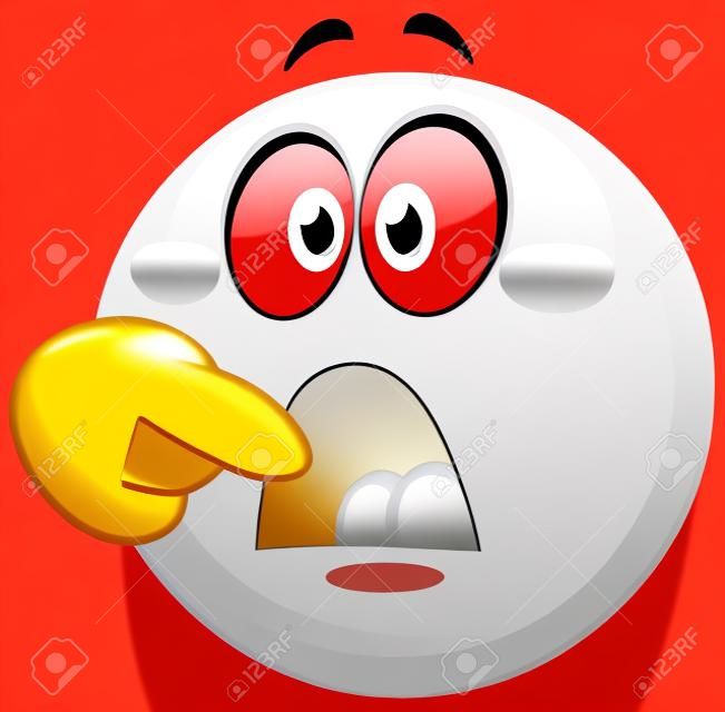 Hungry emoji emoticon asking for food by pointing to his open mouth.