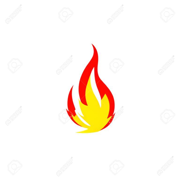 Isolated abstraite rouge et orange couleur feu flamme réglée sur fond blanc. Campfire. symbole de nourriture épicée. icône de chaleur. signe de l'énergie chaude. Vector feu illustration.