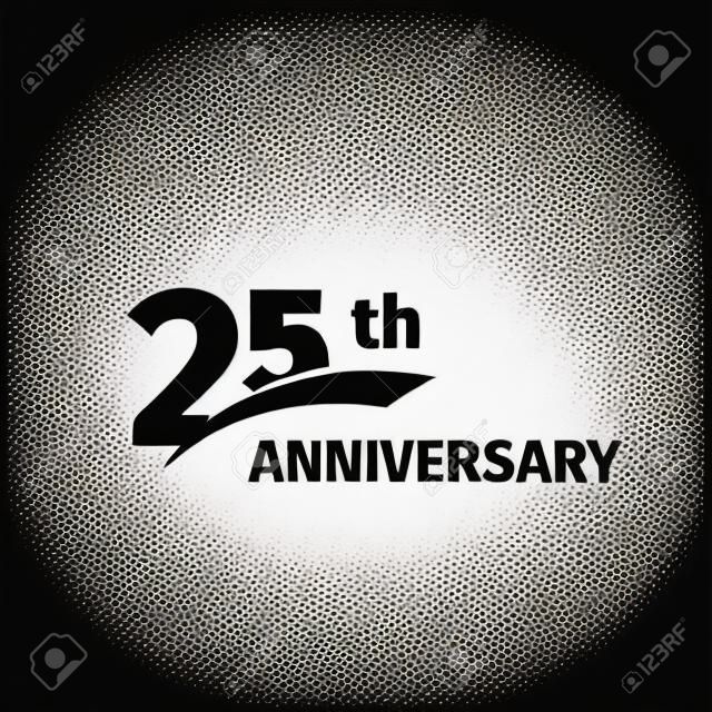隔离抽象黑色第二十五周年白色背景25号五周年庆祝活动图标第二十五生日纪念矢量周年纪念插图二十