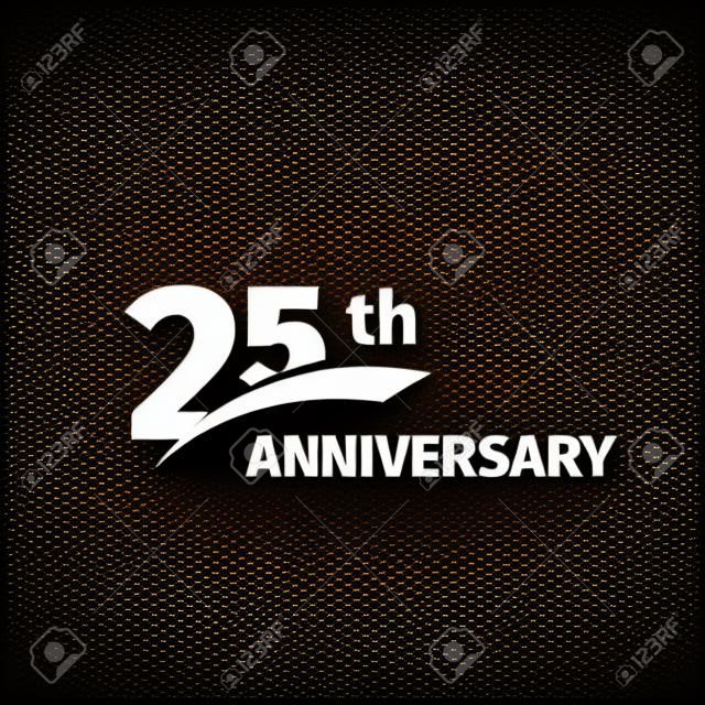 Isolated abstract black 25th anniversary  on white background. 25 number . Twenty-five years jubilee celebration icon. Twenty-fifth birthday emblem. Vector anniversary illustration