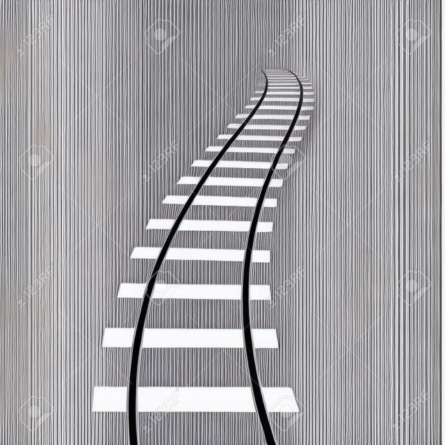 Isolated abstract grey color railway road on checkered background, ladder vector illustration