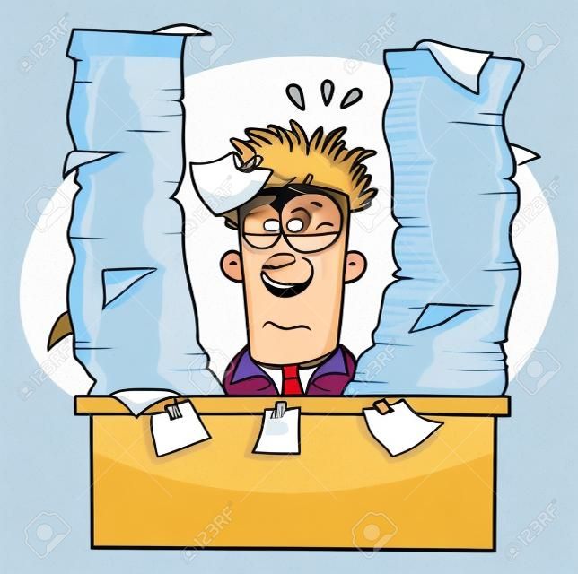 worker overwhelmed by lots of paperwork