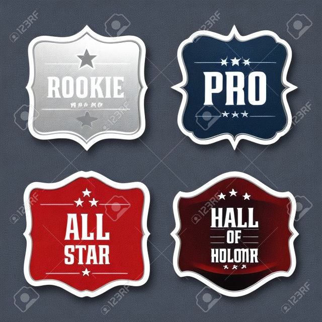 Rookie, Pro, tutte le stelle, Hall of Famer distintivo