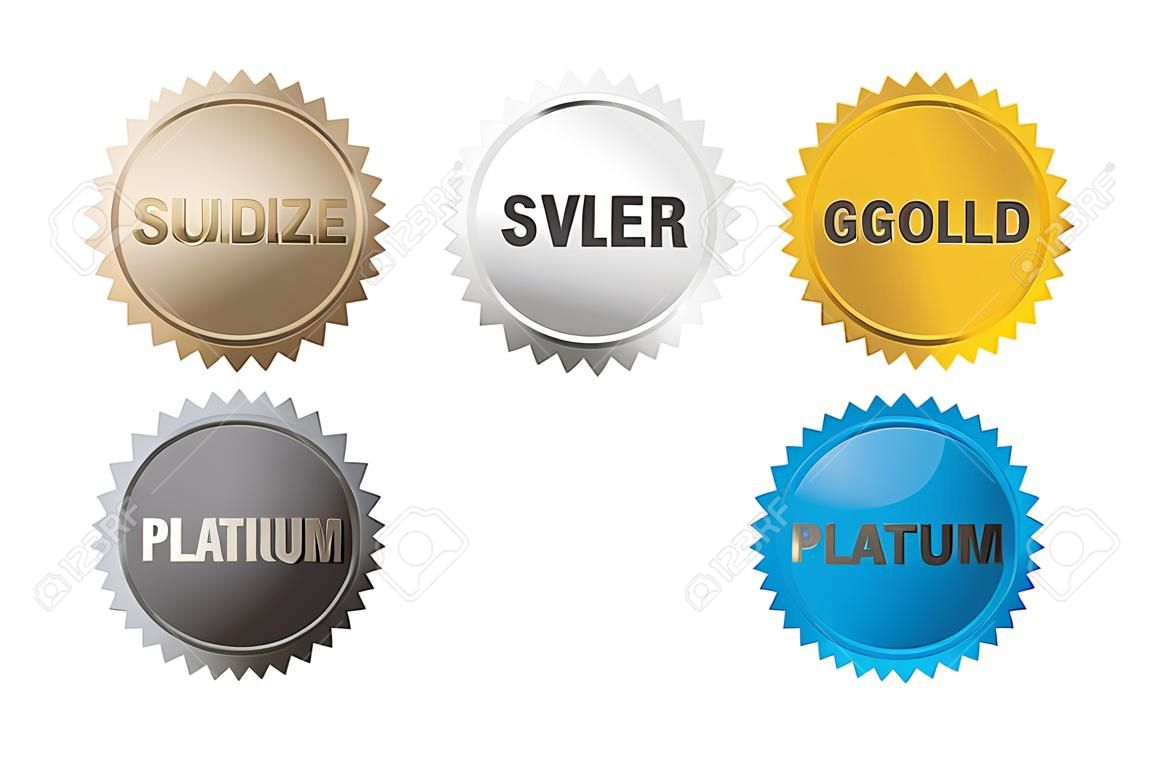 bronze, argent, or, insigne de platine