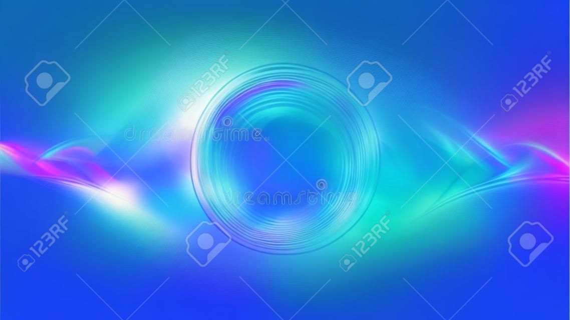 Futuristischer gewellter Hintergrund mit abstrakten flüssigen Strömungspartikeln. Blaue und violette gewellte Partikeloberfläche. EPS10-Vektor-Illustration.