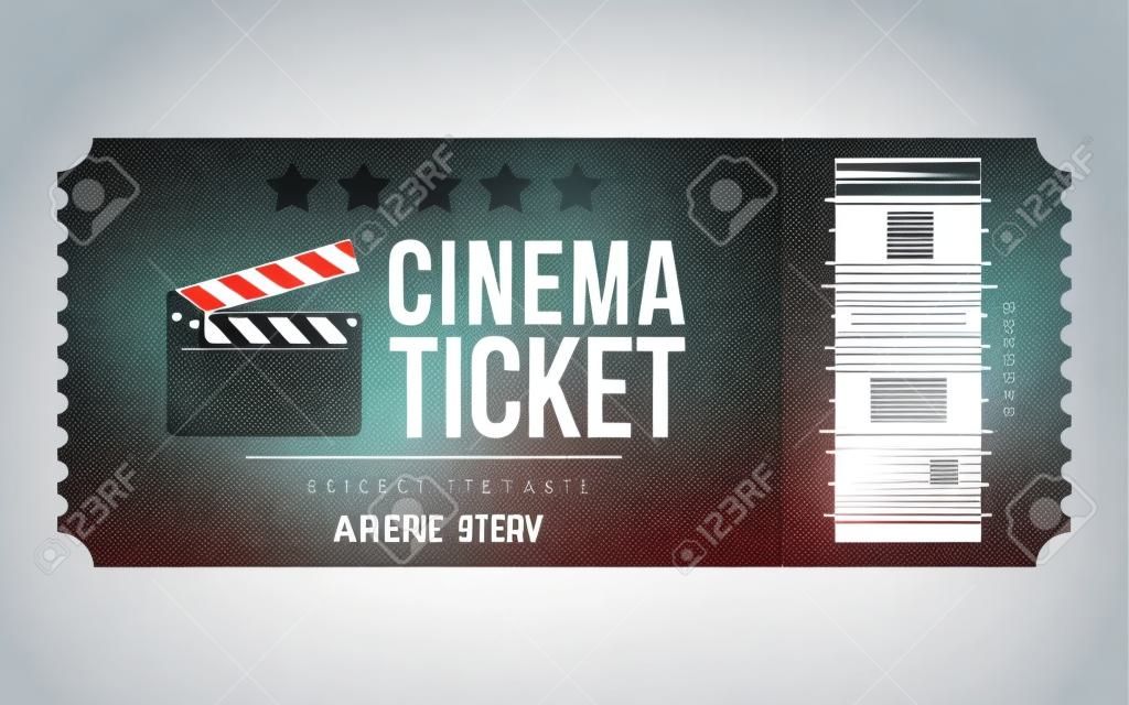 Bilet do kina na białym tle. Realistyczny szablon biletu do kina lub filmu. Wektor