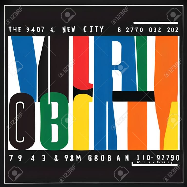 Diseño de camiseta en el concepto del metro de Nueva York. Tipografía genial con estampado de camisa. Camiseta gráfica en estilo urbano y urbano.