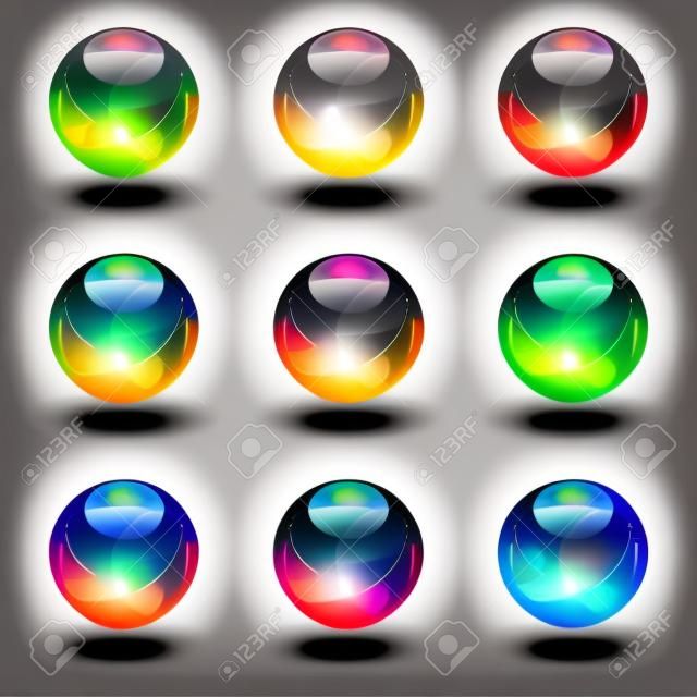 Set di sfera di cristallo traslucido, livelli vettoriali.