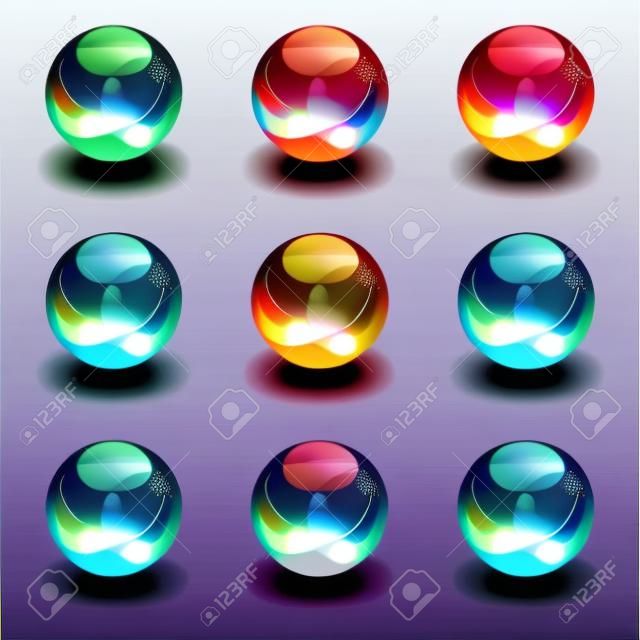 Conjunto de bola de cristal translúcido, capas vectoriales.