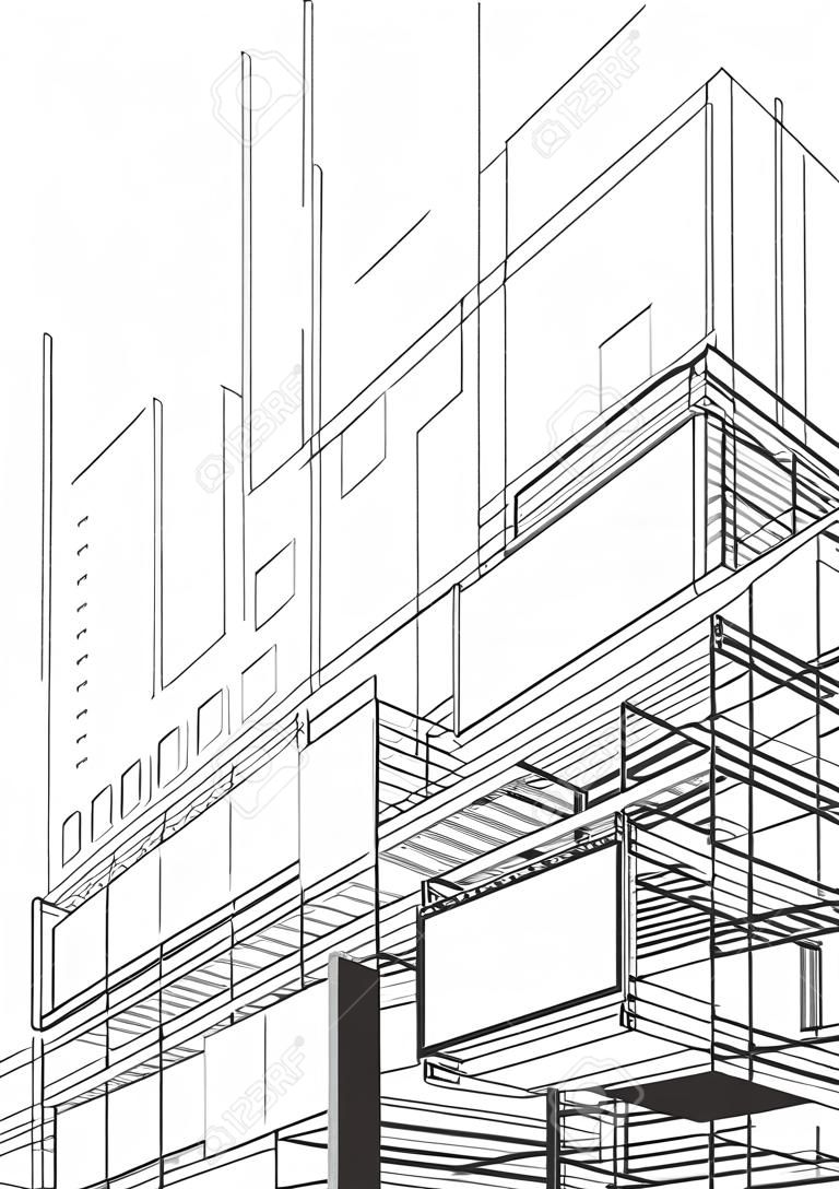 Abstract architecture wireframe of building background.