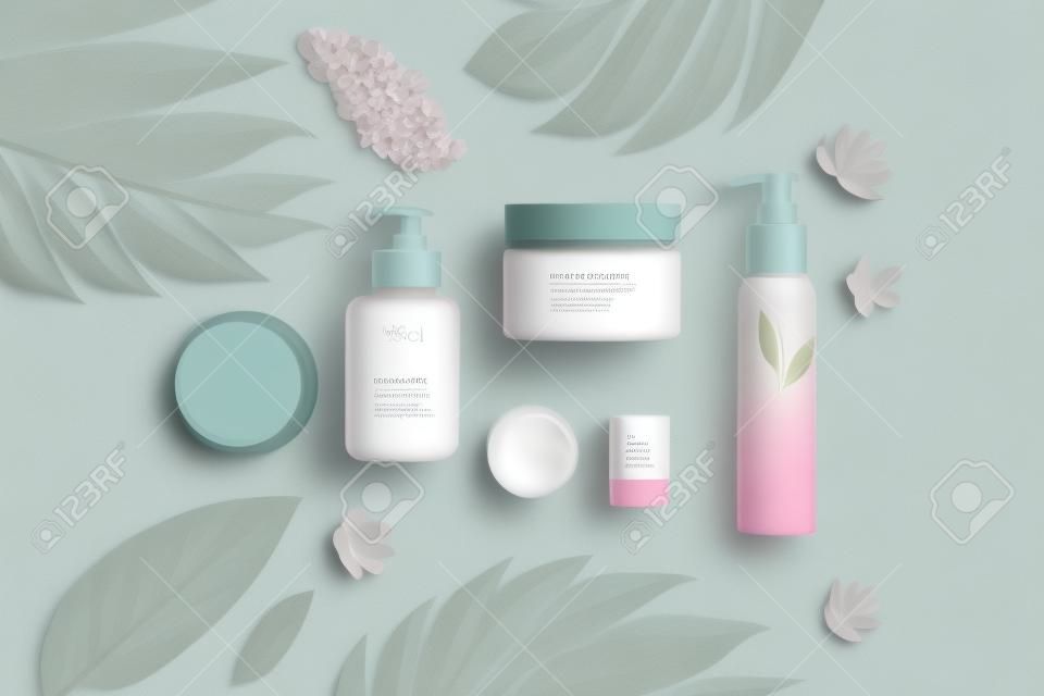 Composition with natural organic cosmetic product. Illustration Generative AI