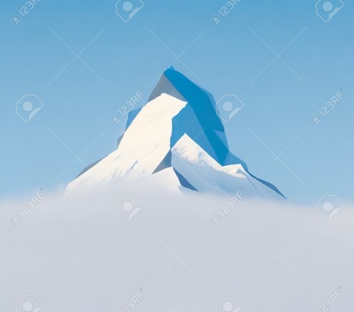 雪の山のピーク (マッターホルン) のロゴ。スポーツ バッジ、ミネラルウォーター、観光事業の旗の国章として使用できます、アイコン、記号、装飾を旅行.