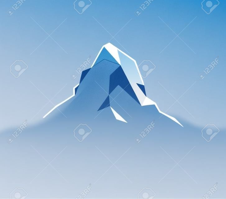 Logo delle montagne di neve picco (Cervino). Può essere usato come distintivo sportivo, emblema di acqua minerale, bandiera turistica, icona di viaggio, segno, arredamento ...