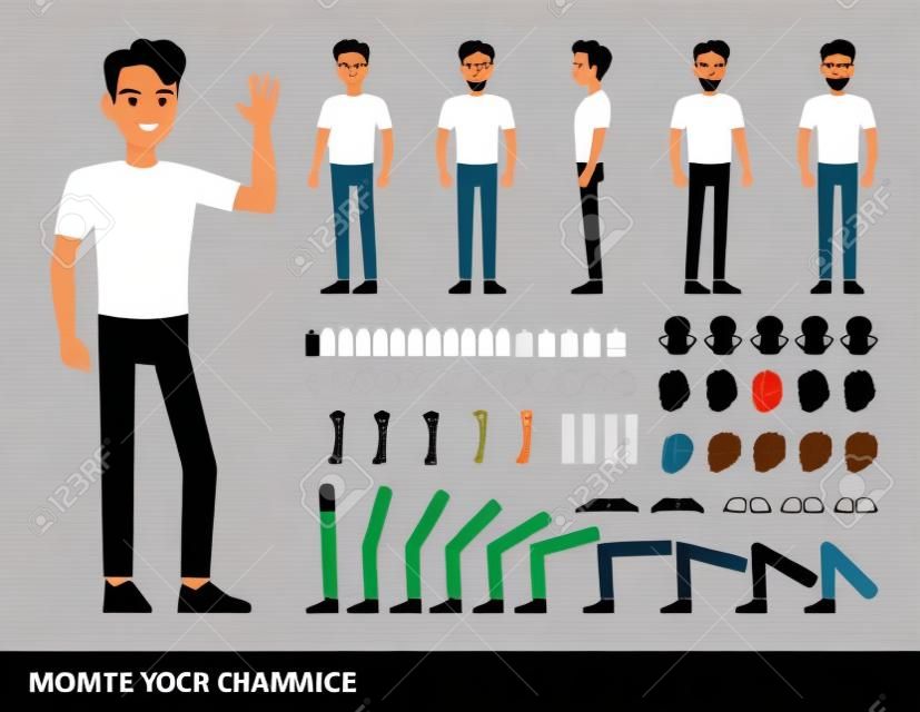 Man character vector design. Create your own pose.