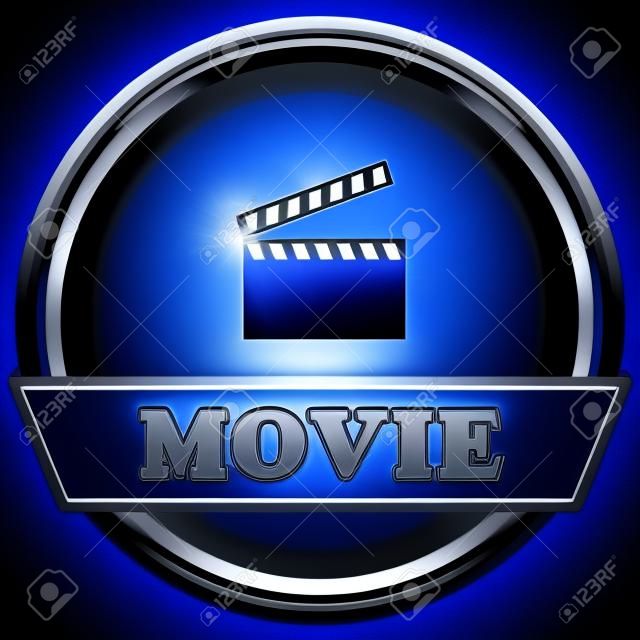 Logo de film bleu sur un fond noir